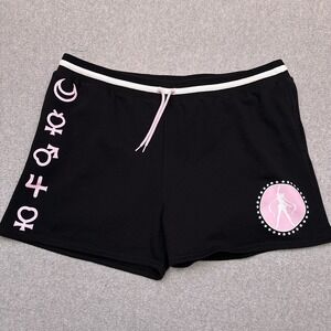 Sailor Moon Fleece Shorts Womens 3X Black Graphic 4" Drawstring Hybrid Apparel